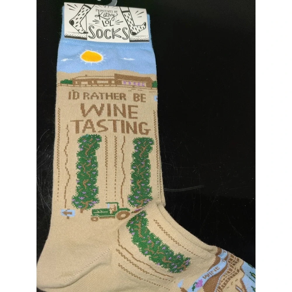 Primitives by Kathy Novelty Socks‎ for Women - I'd Rather Be Wine Tasting - NEW